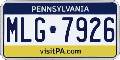 PA license plate MLG7926