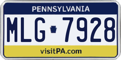 PA license plate MLG7928