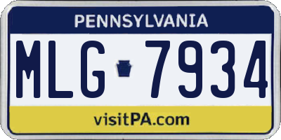 PA license plate MLG7934