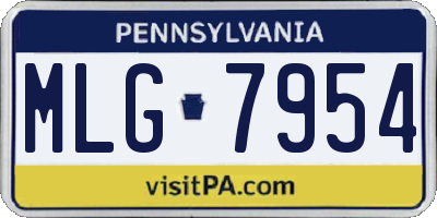 PA license plate MLG7954