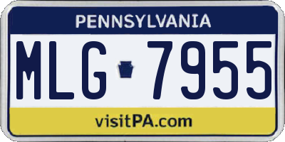 PA license plate MLG7955