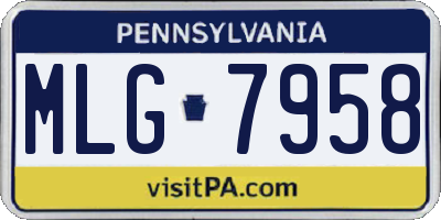 PA license plate MLG7958