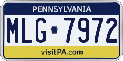 PA license plate MLG7972