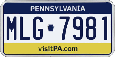 PA license plate MLG7981
