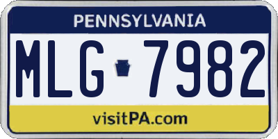 PA license plate MLG7982