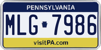 PA license plate MLG7986