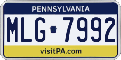 PA license plate MLG7992