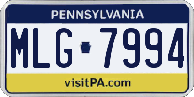 PA license plate MLG7994