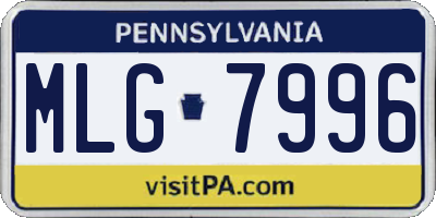 PA license plate MLG7996