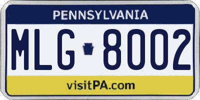 PA license plate MLG8002