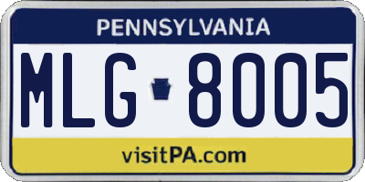 PA license plate MLG8005