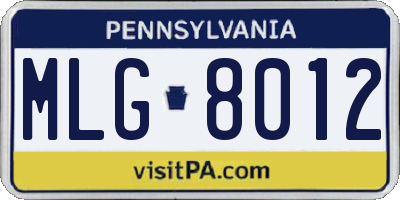 PA license plate MLG8012
