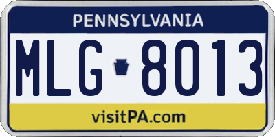 PA license plate MLG8013