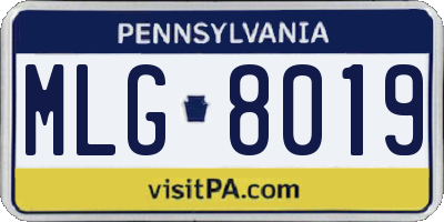 PA license plate MLG8019