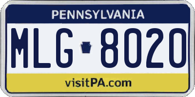 PA license plate MLG8020