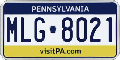 PA license plate MLG8021