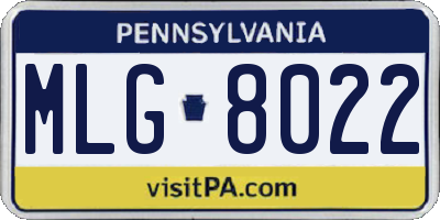 PA license plate MLG8022