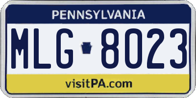 PA license plate MLG8023