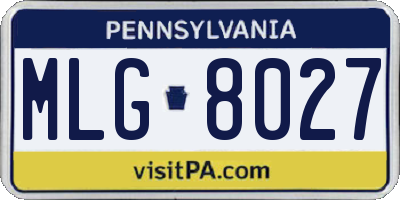 PA license plate MLG8027