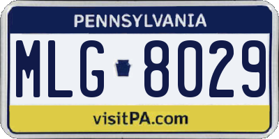 PA license plate MLG8029