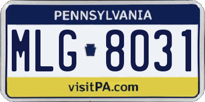 PA license plate MLG8031