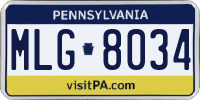PA license plate MLG8034