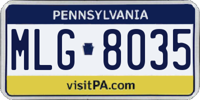 PA license plate MLG8035
