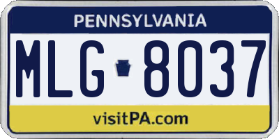 PA license plate MLG8037