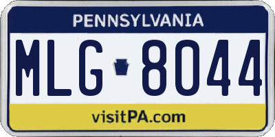 PA license plate MLG8044