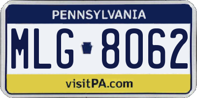 PA license plate MLG8062