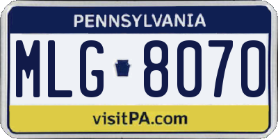 PA license plate MLG8070