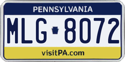 PA license plate MLG8072
