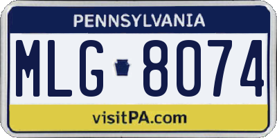 PA license plate MLG8074