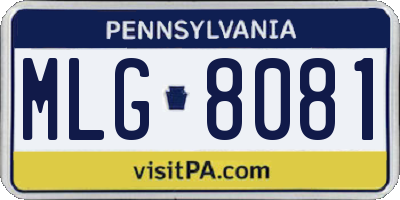 PA license plate MLG8081