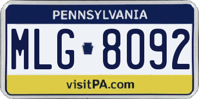 PA license plate MLG8092