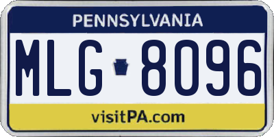 PA license plate MLG8096