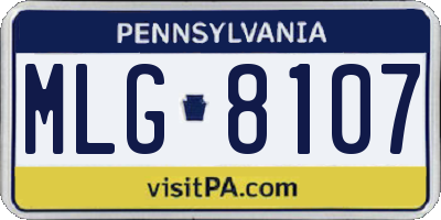 PA license plate MLG8107