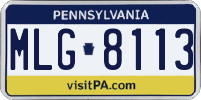 PA license plate MLG8113