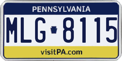 PA license plate MLG8115