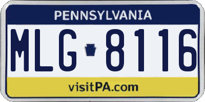 PA license plate MLG8116