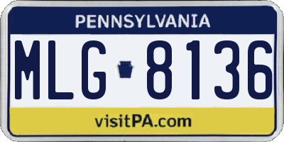 PA license plate MLG8136