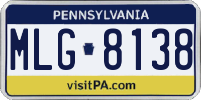 PA license plate MLG8138