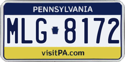 PA license plate MLG8172
