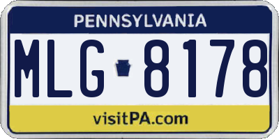 PA license plate MLG8178