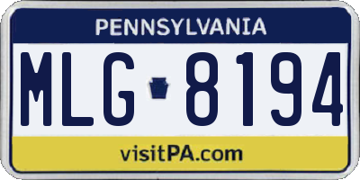 PA license plate MLG8194