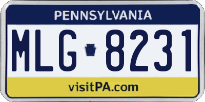 PA license plate MLG8231