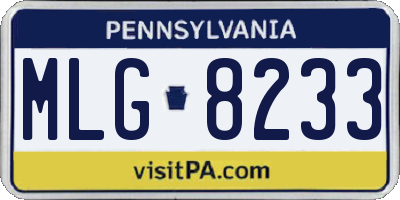 PA license plate MLG8233
