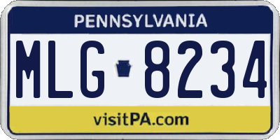 PA license plate MLG8234