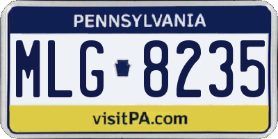PA license plate MLG8235