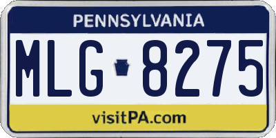 PA license plate MLG8275